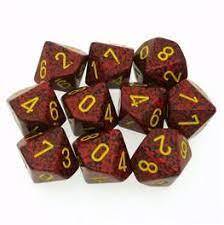 CHESSEX - SPECKLED - SET OF TEN D10 DICE - MERCURY